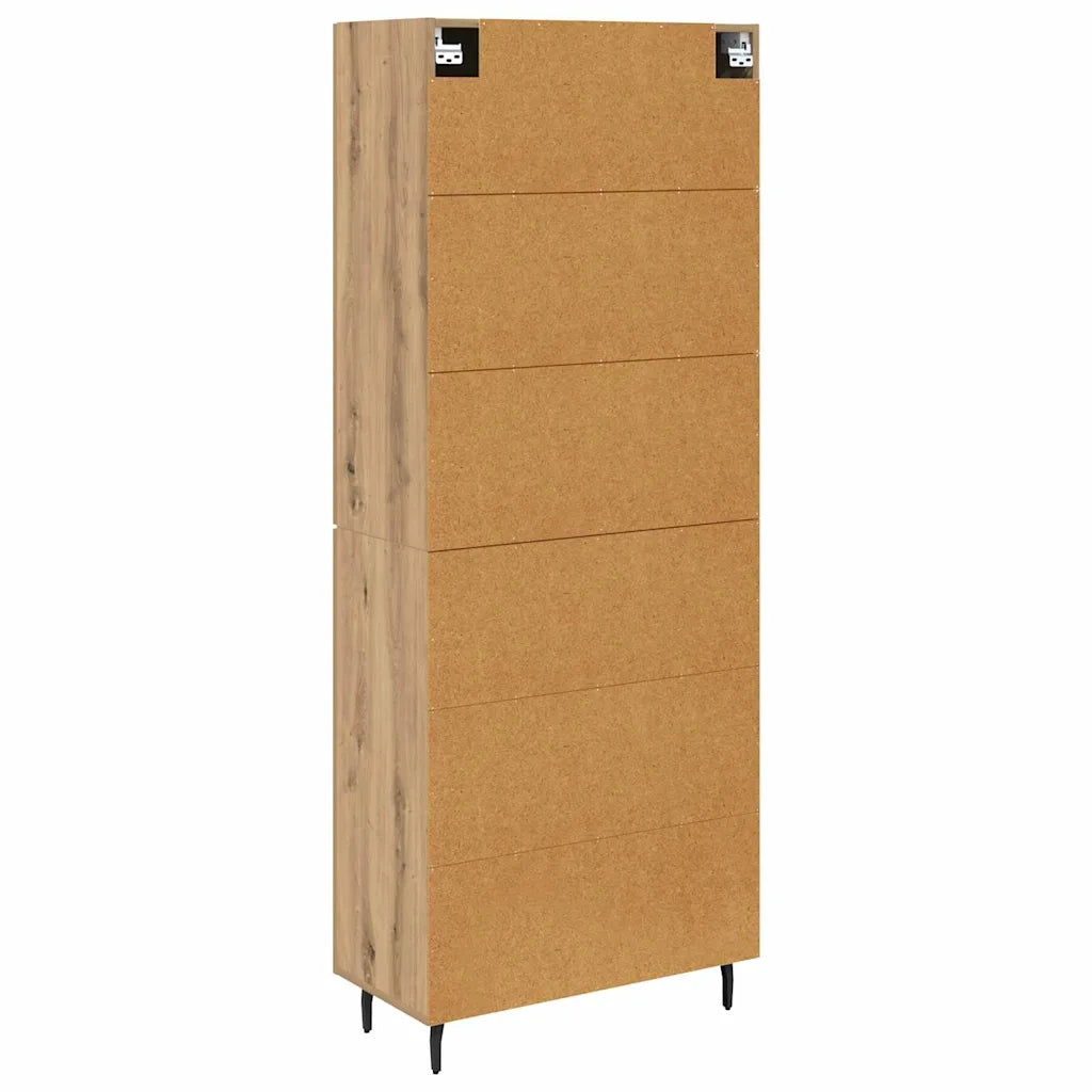 Credenza 2 pcs Rovere artigianale Legno Stratificato e Vetro 3415876