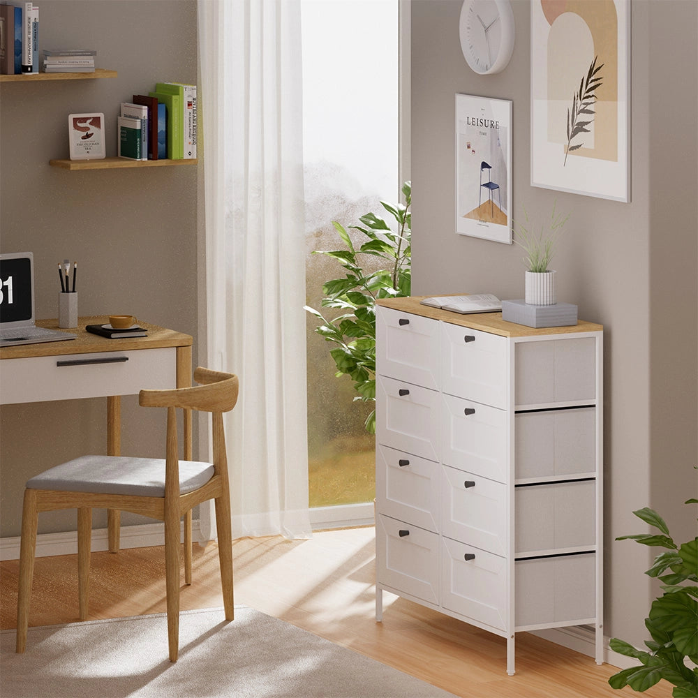 Vicco Armadio Bianco 80 x 95 cm con 8 cassetti