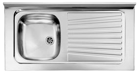 Lavello MONDIAL appoggio 100X50 1 vasca sinistra+ gocciolatoio ACCIAIO INOX 031035.S1.01.2009