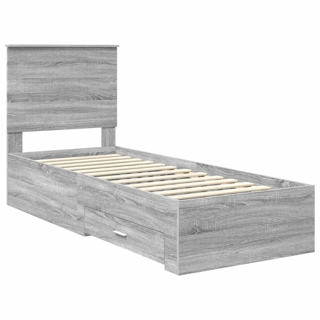Struttura del letto-Giroletto Grigio Sonoma e Argento 70 x 190 cm
