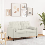 Divano a 2 Posti con Cuscini-Sofa 2 Posti con Cuscini Crema 120 cm in Velluto 123710