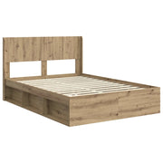 Letto matrimoniale | Letto per adulti | Struttura del letto con stoccaggio e testata Rovere Artigianale
