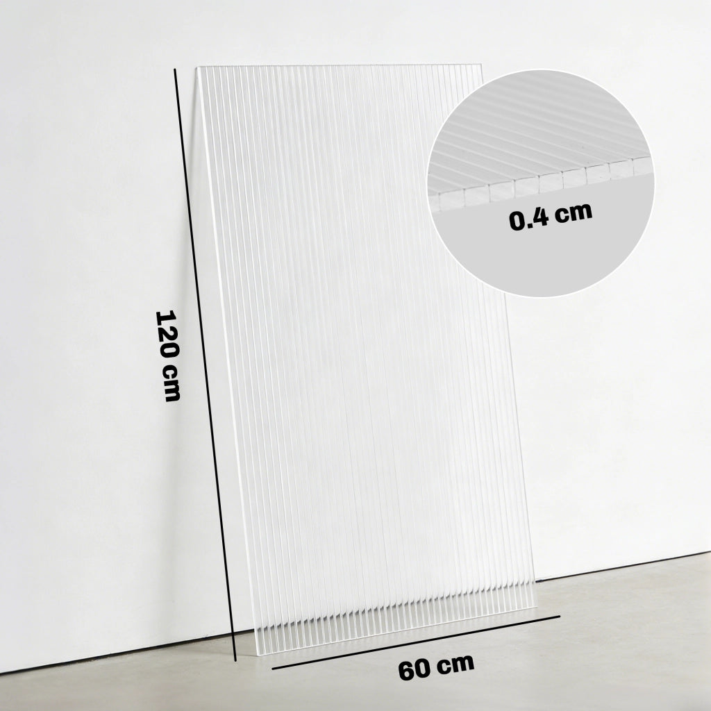 Set 10 Lastre Alveolari 120x60 cm Anti-UV Tagliabili per Serre e Pensiline Tettoie in Policarbonato Trasparente