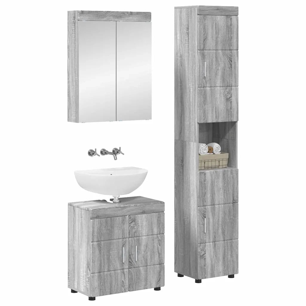 Set di mobili per il bagno TULUM 3 pz Grigio Sonoma 3398040