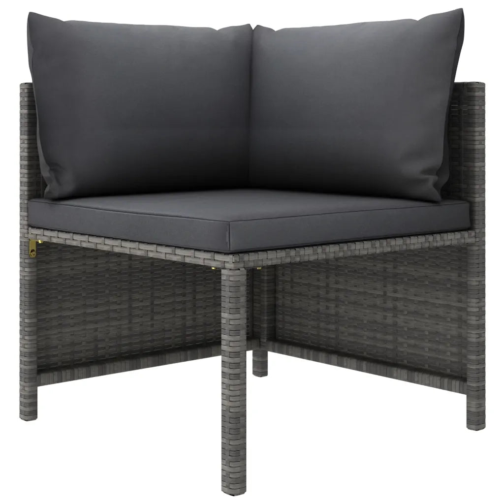 Set Divani da Giardino 10 pz con Cuscini in Polyrattan Grigio