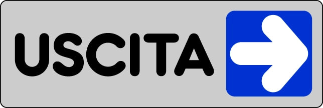 ETICHETTA SEGNALETICA ADESIVA USCITA A DESTRA 10 PZ.  cm. 15x5.