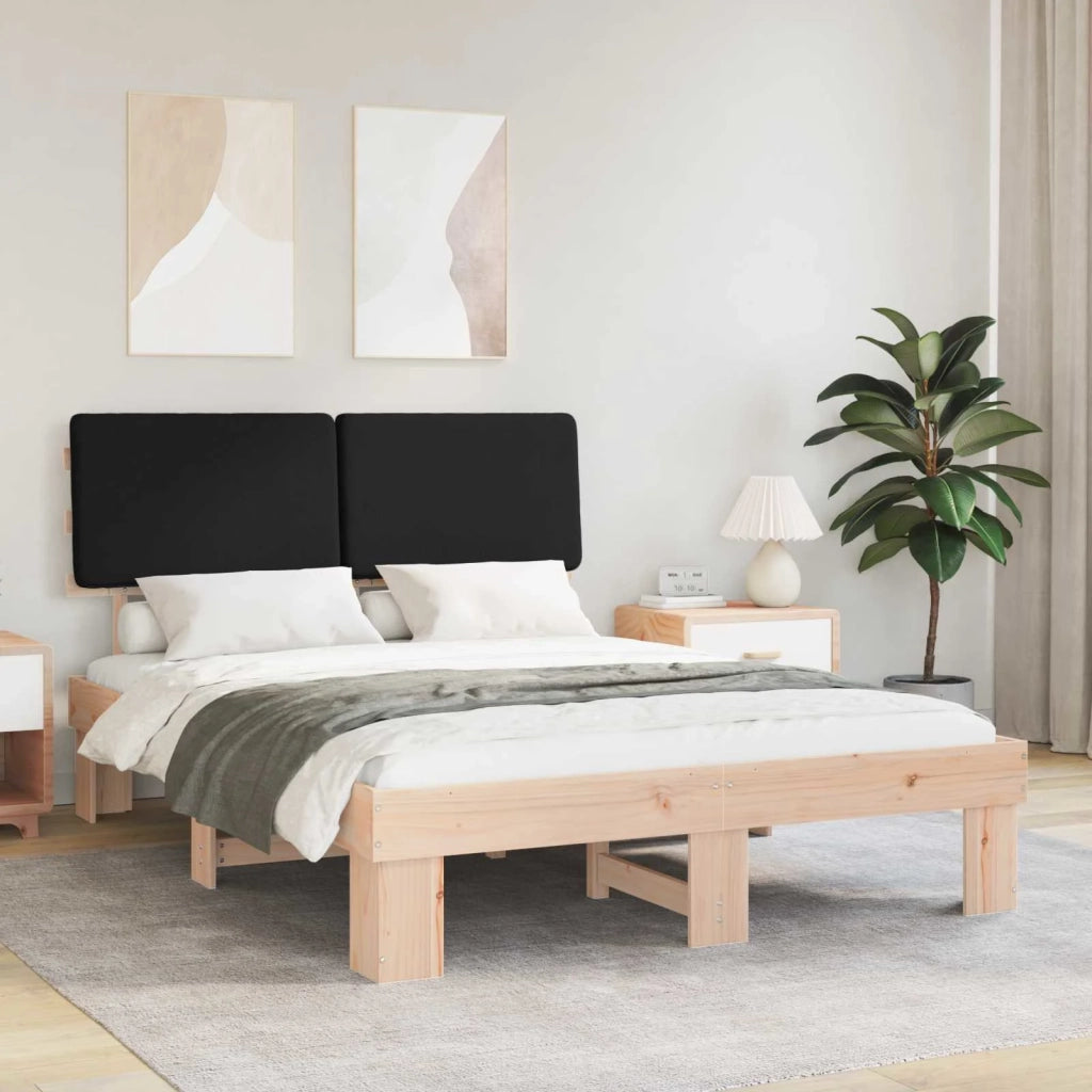 Letto matrimoniale | Letto per adulti | Letto con Testiera Rivestita Nero 160 x 200 cm Pino massello