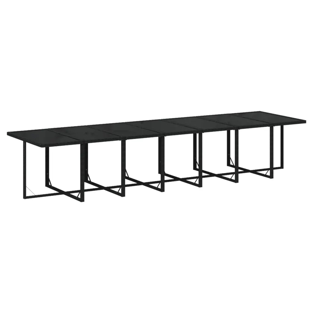 Set da Pranzo per Giardino 19 pz con Cuscini in Polyrattan Nero 3095640