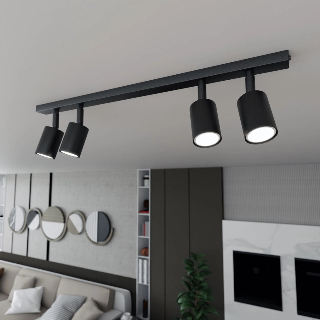Plafoniera Flash nera 4 faretti 70 cm GU10 8W Emibig