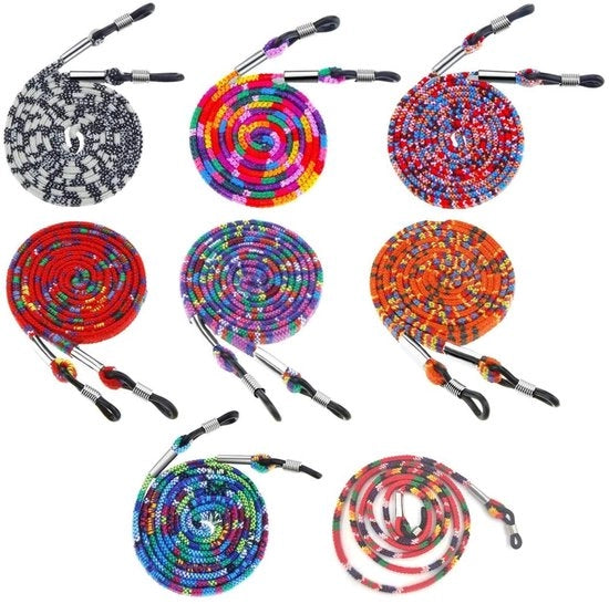 Set di cinture per occhiali - stile bohemien - neutro - attività sportive e outdoor - 8 pezzi - adattabile - per tutti