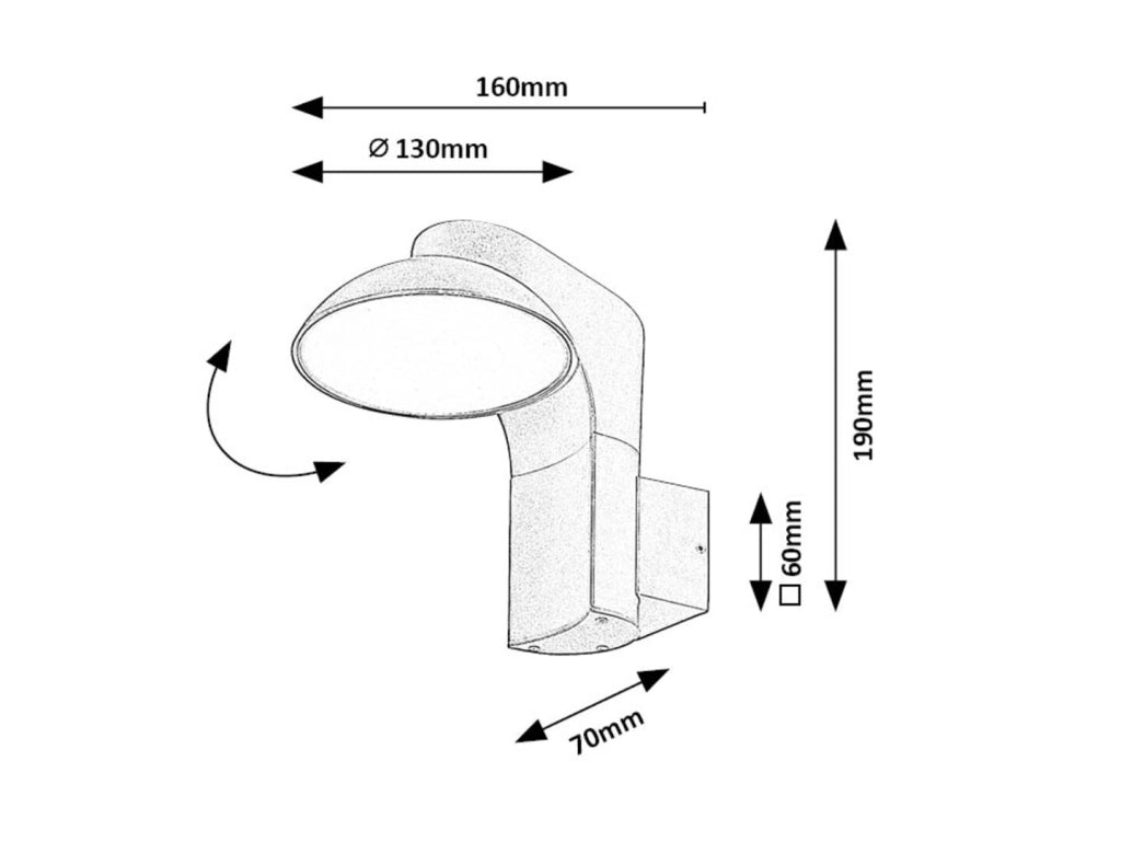 Applique esterna nera orientabile LED 12W 3000K IP54