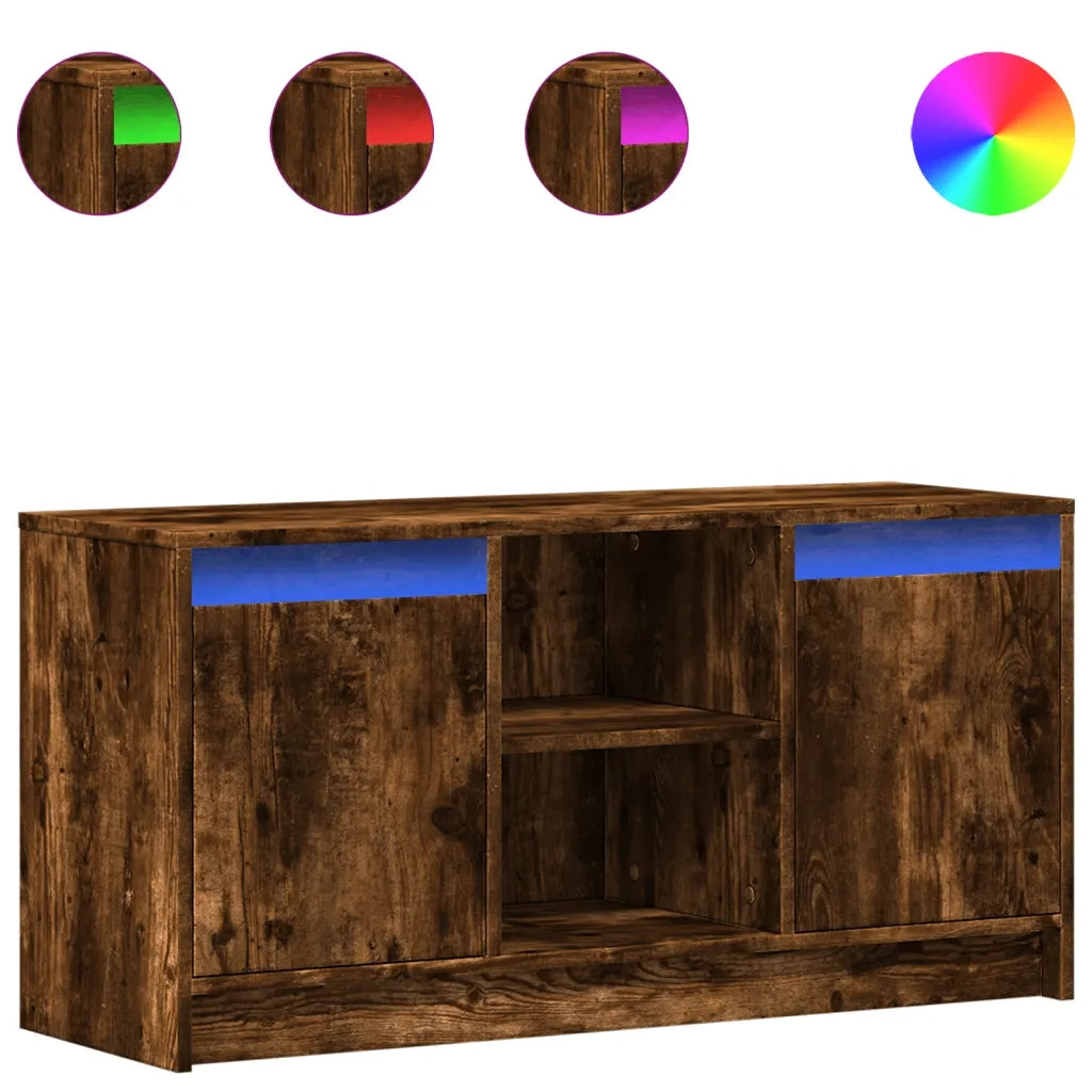Mobile Porta TV con LED-Mobile per TV-Credenza TV Rovere Fumo 100x34x50 cm in Truciolato 683364