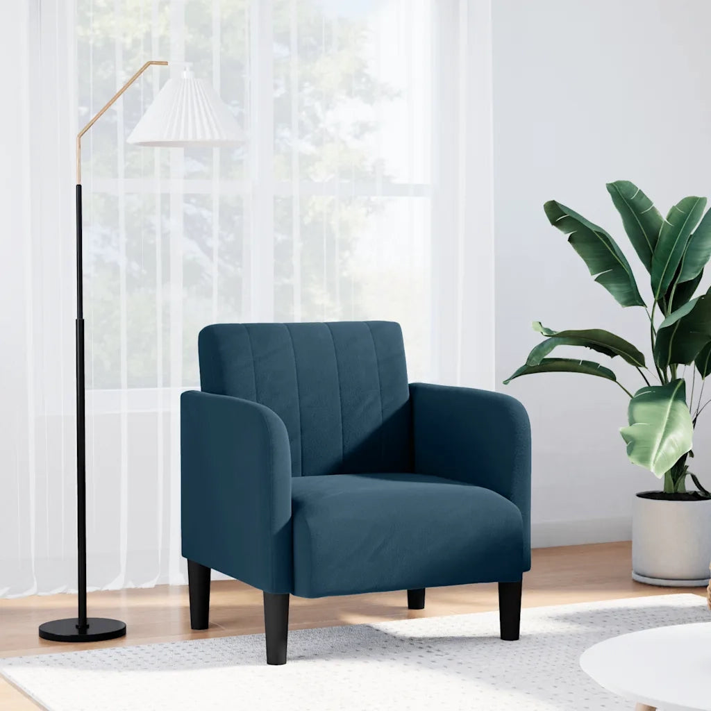 Divano Poltrona | Sedia con Braccioli Blu 54 cm in Velluto