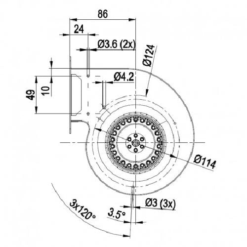 VENTILATORE CENTRIFUGO EBM D2E097-BI56-48