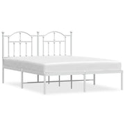 Letto matrimoniale | Letto per adulti | Giroletto con Testiera Metallo Bianco 135x190 cm