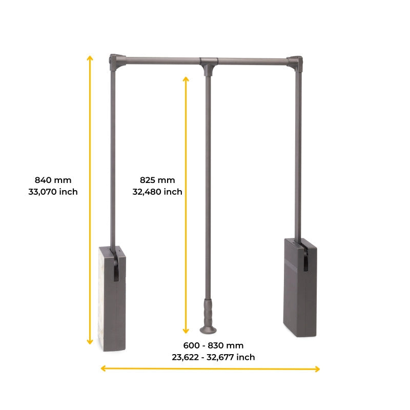Cassetto portascarpe per armadi e cabine armadio Quartz, 740 (M90), Acciaio, Titanio