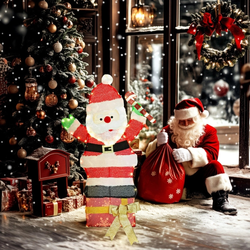 97 decorazioni natalizie a LED, Babbo Natale di Natale in bianco caldo, struttura in acciaio, multicolore