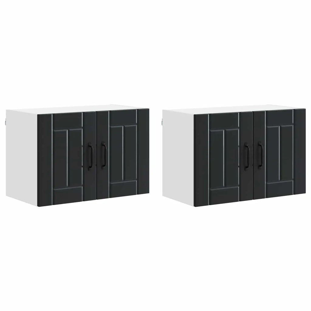 Pensile da cucina | Armadietto a muro LUCCA 2 pz Nero 60 x 31 x 40 cm