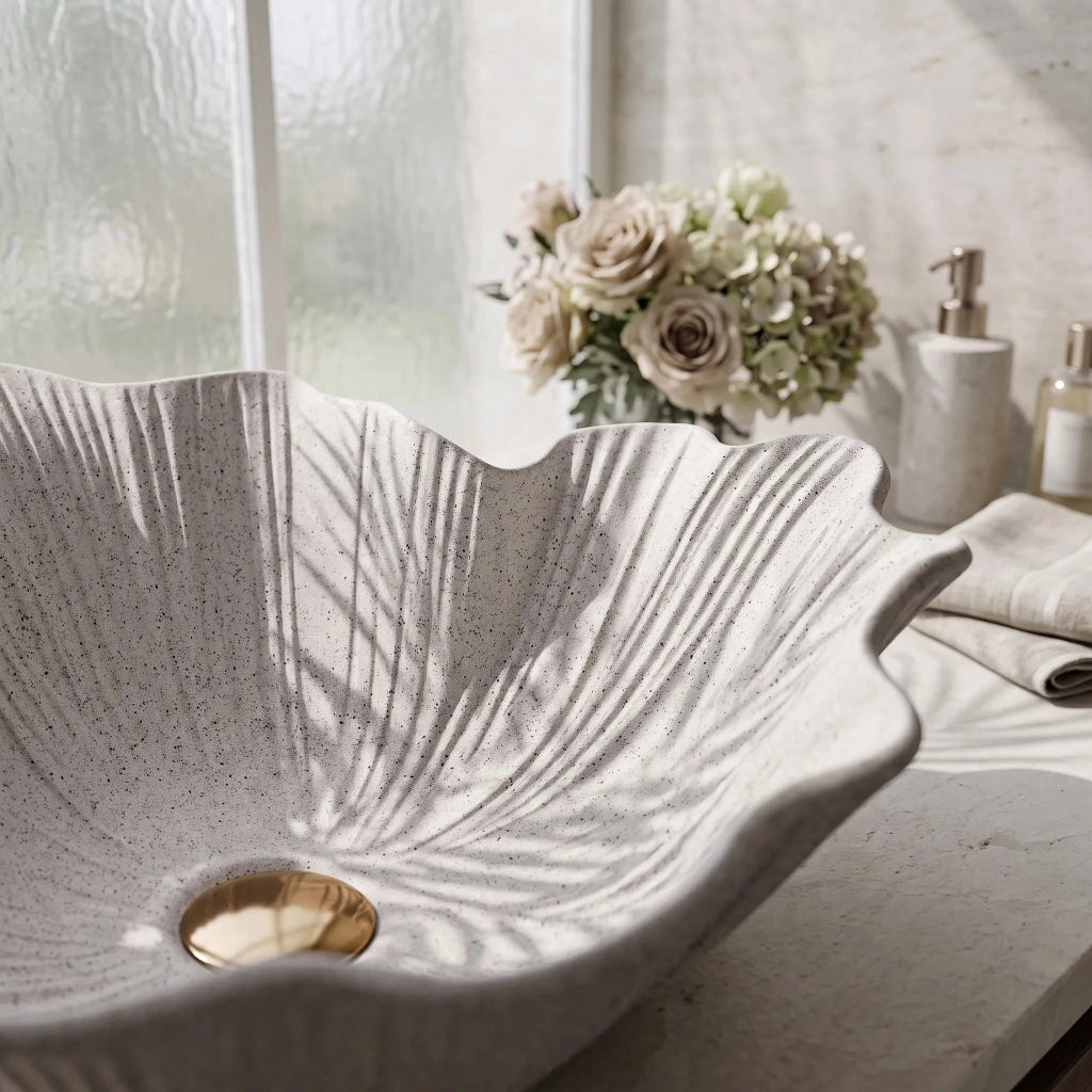 Lavabo Da Appoggio Rea Flower Beige