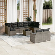 Set Divano da Giardino 10 pz con Cuscini Grigio in Polyrattan 3219420