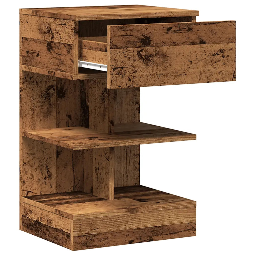 Comodini 2 pz in Legno Vecchio 40x35x65 cm in Legno Multistrato 856749