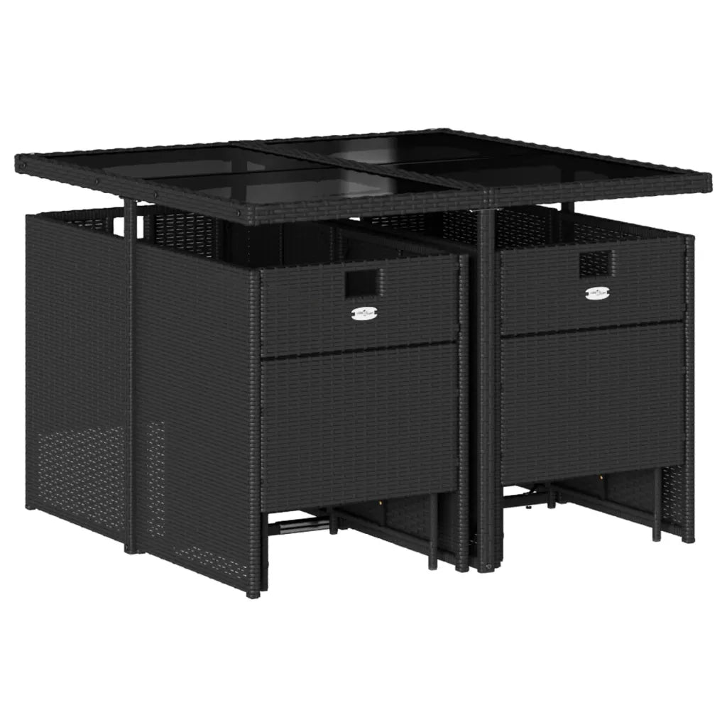Set da Pranzo da Giardino 9 pz con Cuscini Nero in Polyrattan 3277722