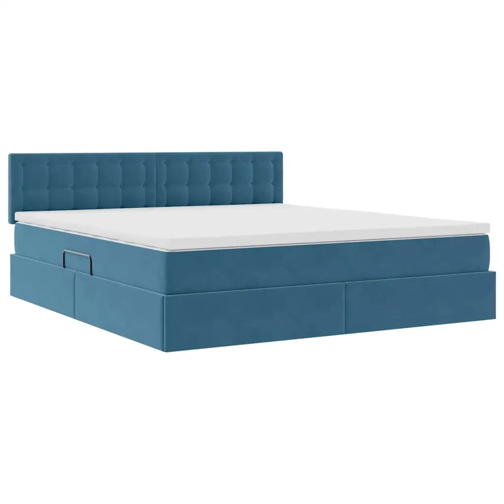 Letto con Contenitore Blu Scuro 180 x 200 cm Velluto