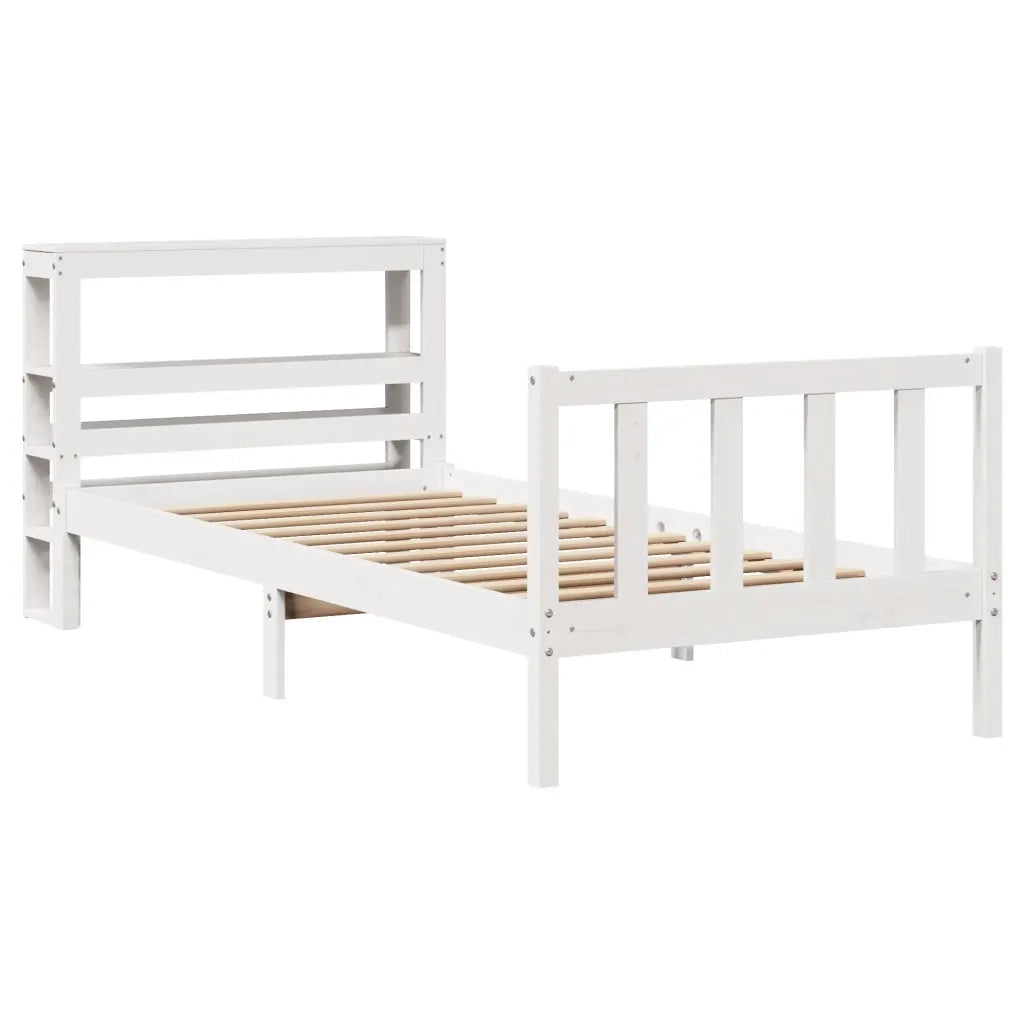 Letto senza Materasso Bianco 90x190 cm in Legno Massello Pino