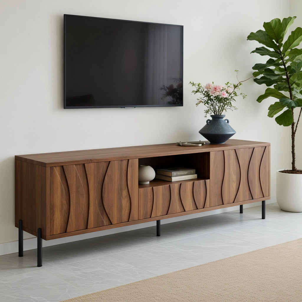 Cassettiera TV naturale in MDF lunghezza 160 cm