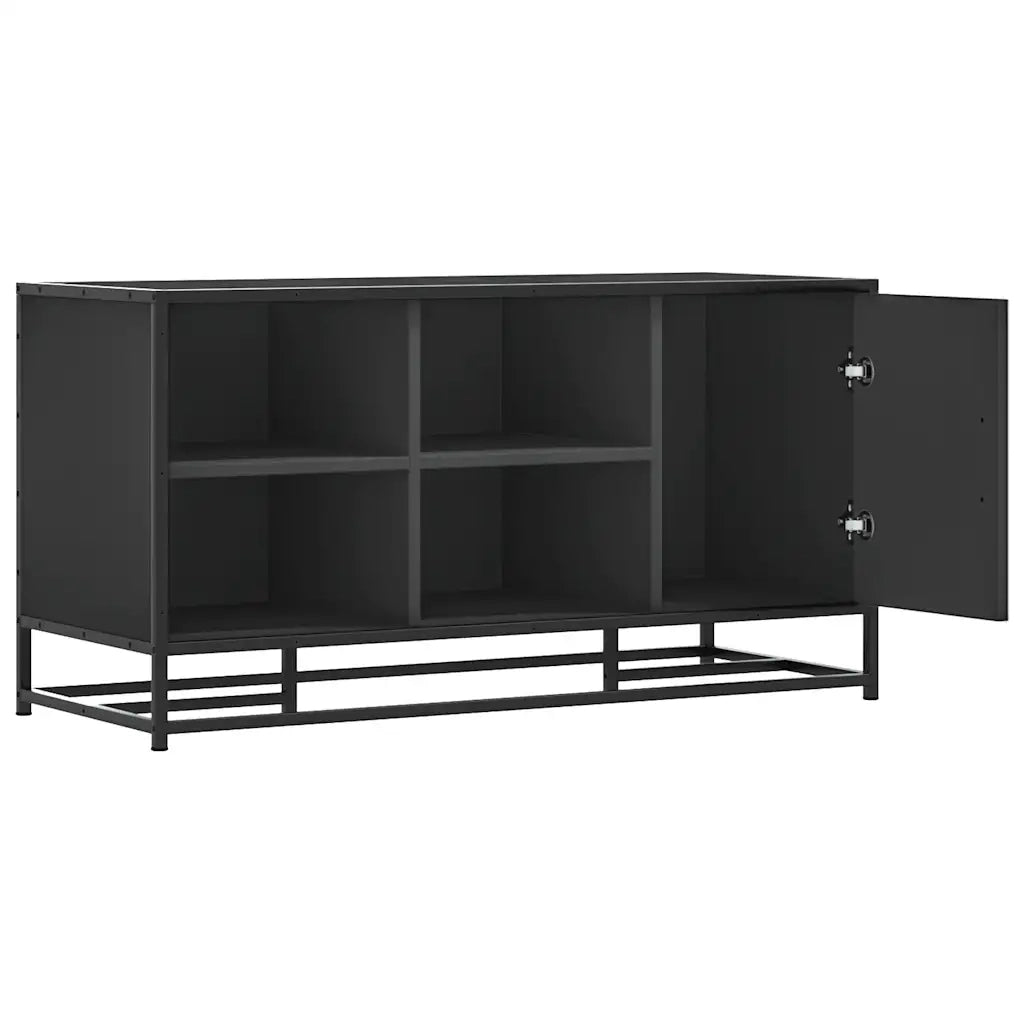 Scarpiera Nera 100x40x53,5 cm in Truciolato e Metallo 849214