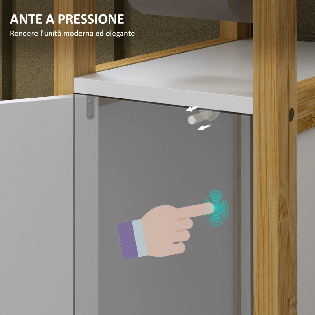 Mobile Bagno Salvaspazio ¨C Xylo ¨C Bamb¨´ Bianco con Porta Carta Igienica 20x33x80cm