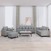Set Divani 4 pz con Cuscini Grigio Chiaro in Tessuto