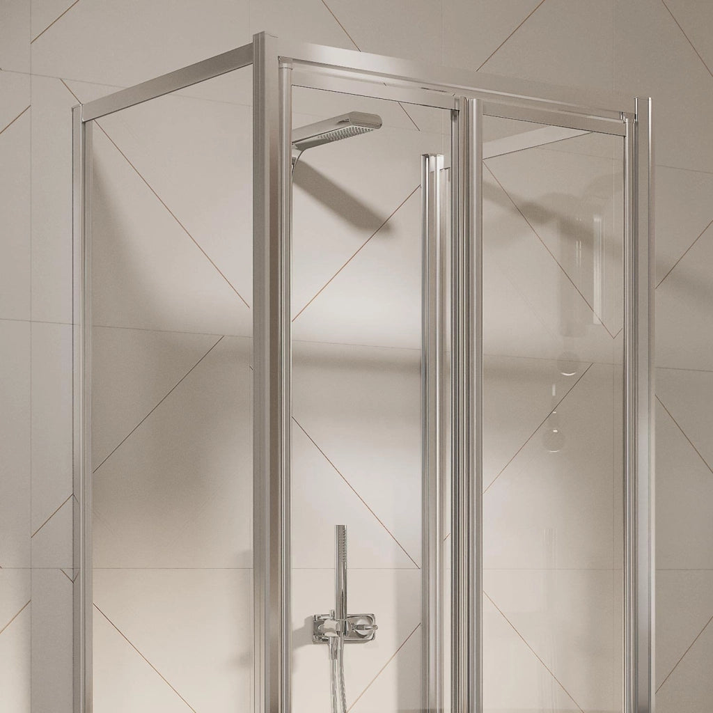 Box Doccia 3 lati 70x75x70CM H198 Cristallo Trasparente 2 Fissi+Saloon 2 Ante Battente 75 mod. West