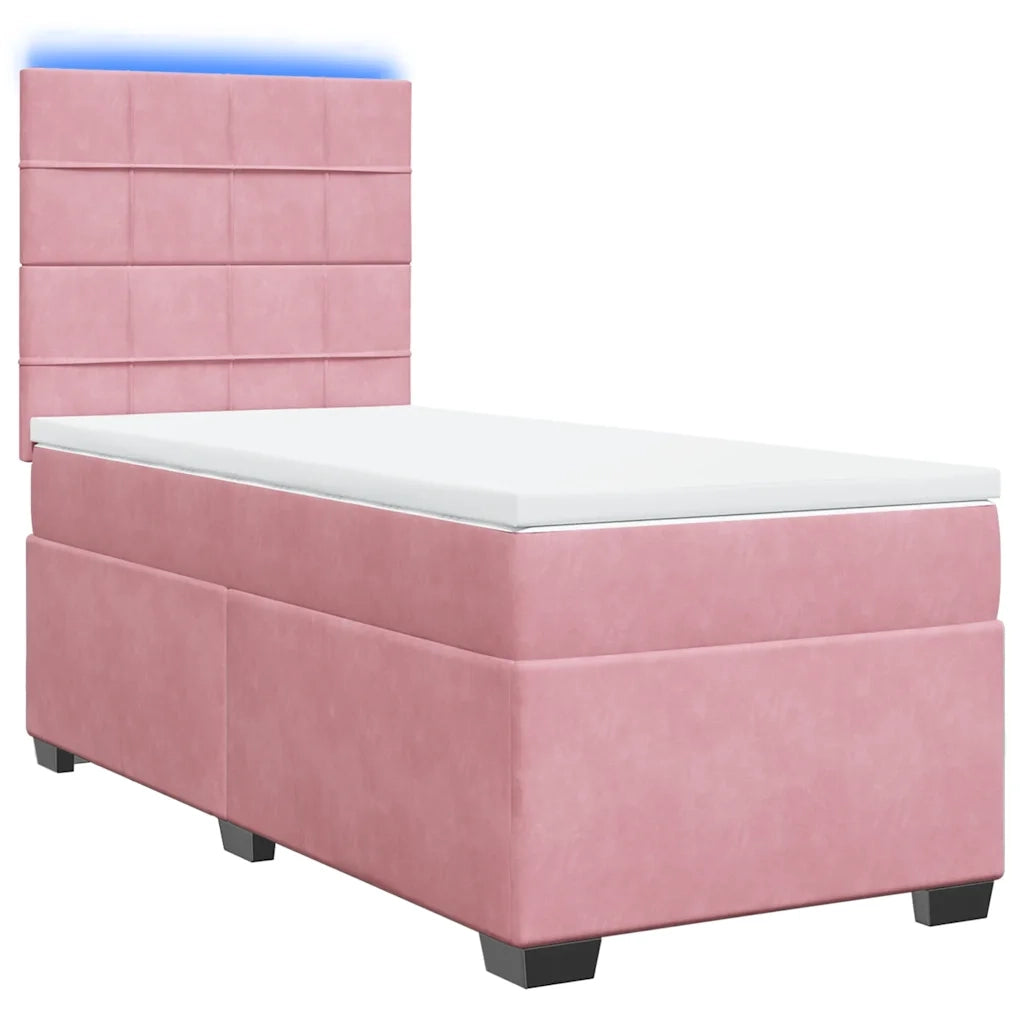 Giroletto a Molle con Materasso Rosa 90x190 cm in Velluto 3293091