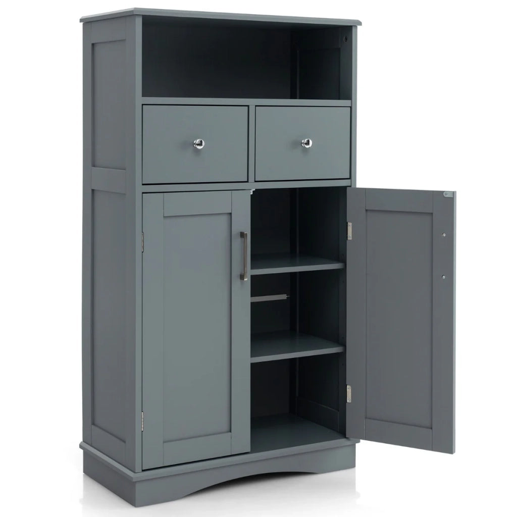 Mobiletto indipendente 60 x 30 x 108 cm con ampio spazio di archiviazione e ripiani regolabili stile moderno MDF grigio 20_0010201