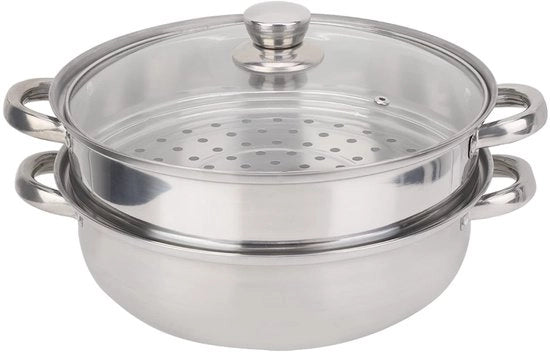 Cottura in acciaio inossidabile - Stoviglie - Stoviglie a vapore 27 cm - Sostenibile e versatile - Adatto per zuppe e verdure - Resistenti al lavastoviglie - Alta qualità.