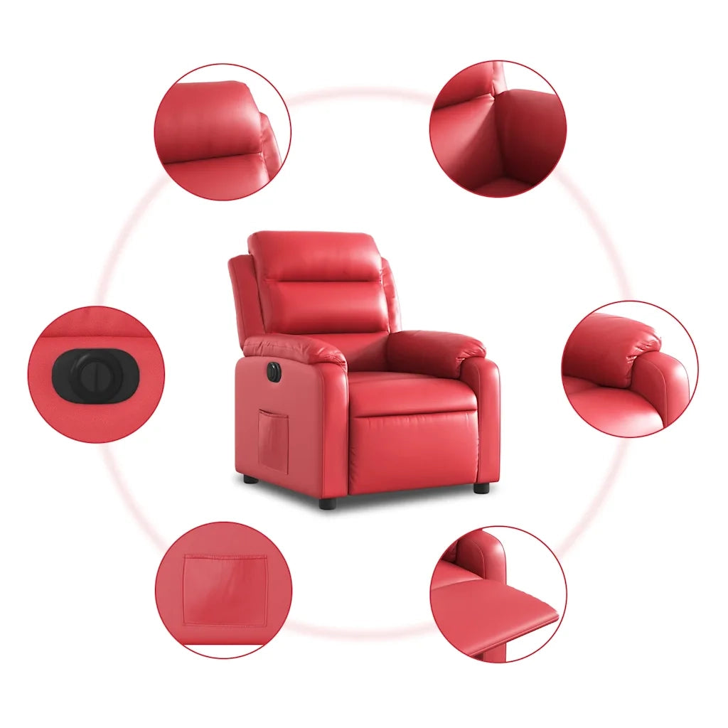 Poltrona Reclinabile Elettrica Rossa in Similpelle 3205033