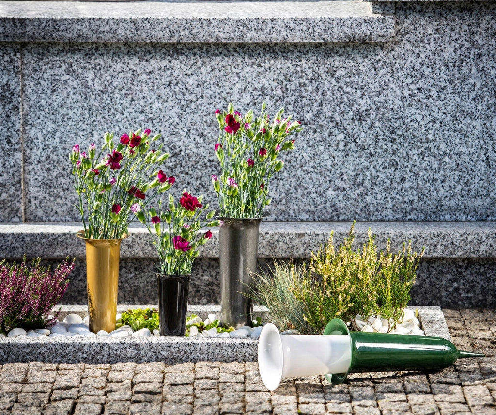 Vaso KADAX Bottiglia per Cimitero Lapide 23cm Lapide per Fiori Oro