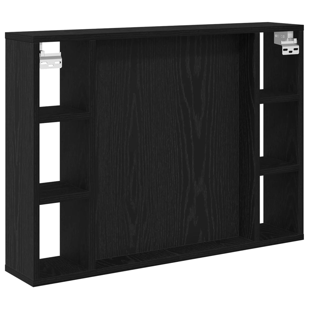 Mobiletto per specchio con specchio-Armadietto a Specchio Rovere Nero 76 x 15 x 55 cm