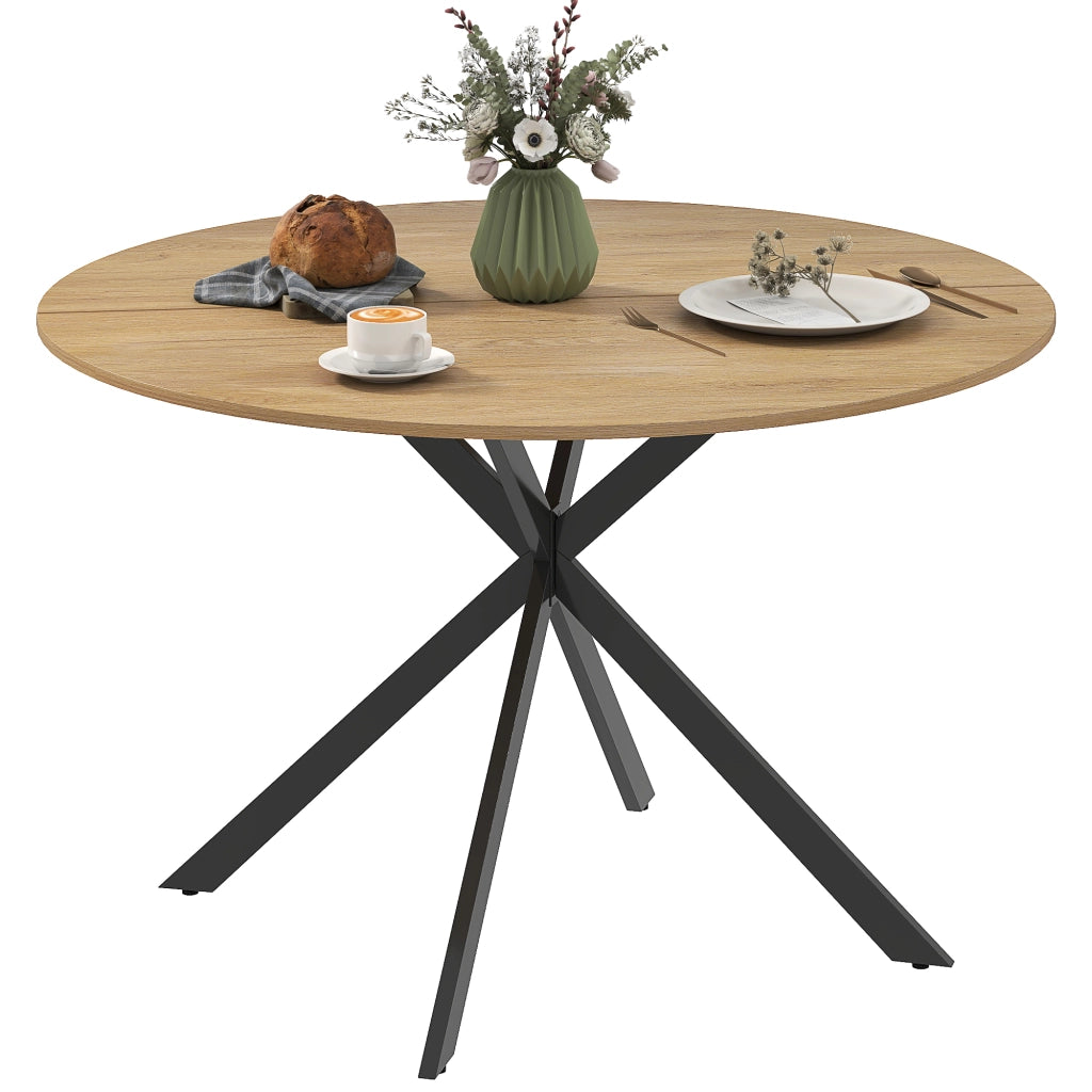 Tavolo da pranzo rotondo allungabile per 4 persone ¨C zephmum ¨C effetto legno quercia/acciaio antracite 120 cm