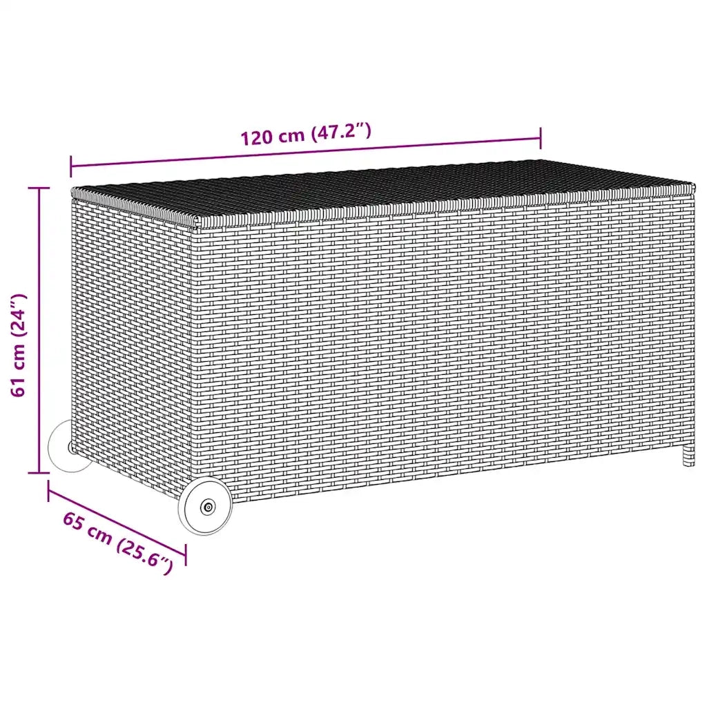 Contenitore da Giardino Nero 120x65x61 cm in Polyrattan CFW4398512