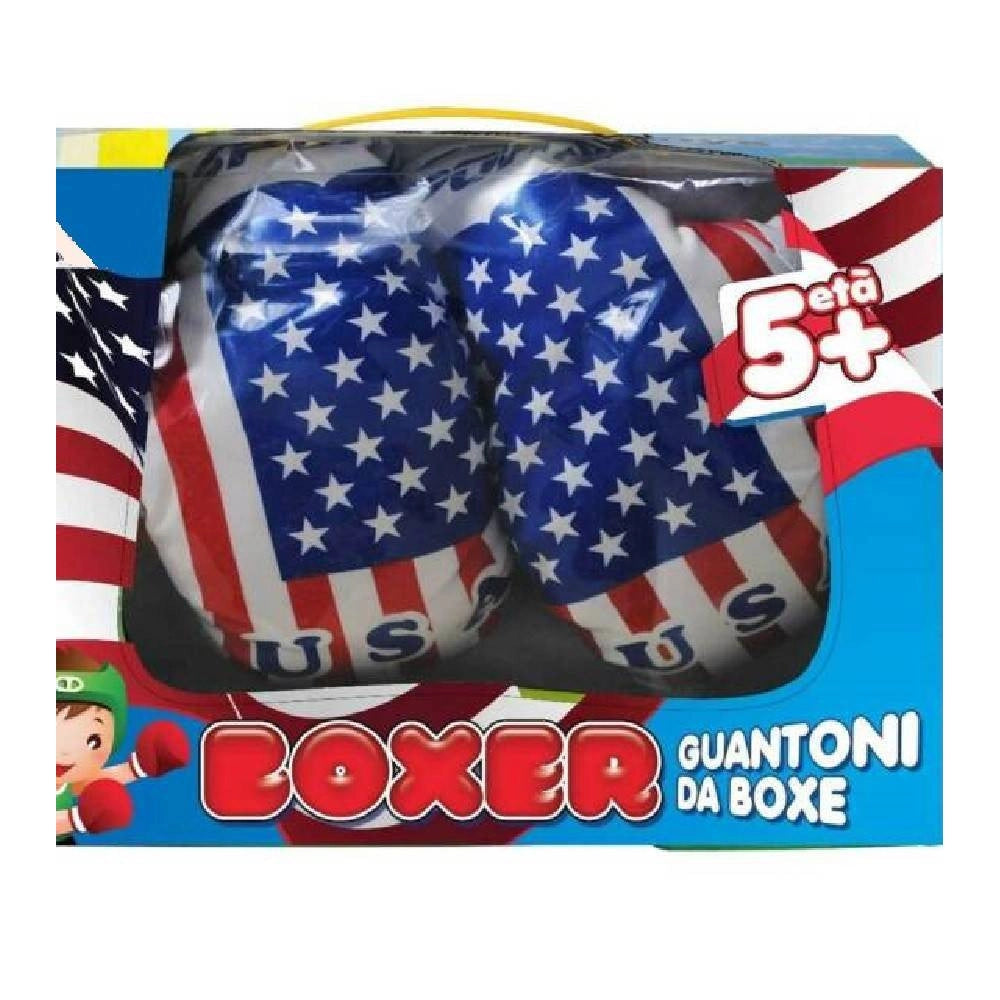 Trade Shop - Guantoni Da Boxe Pugilato Giocattolo Bambini America Stelle E Strisce Plastica -