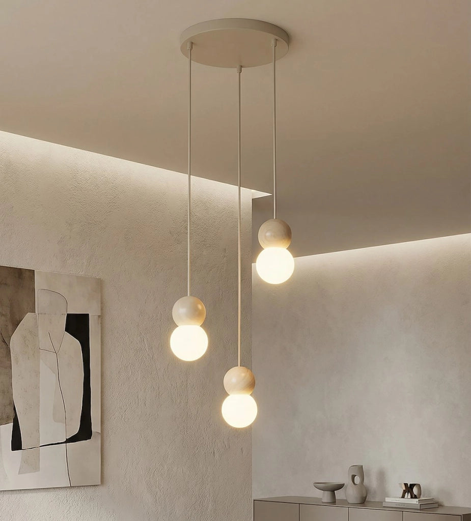 Lampada sospesa LOOP Emibig LED anello beige bianco