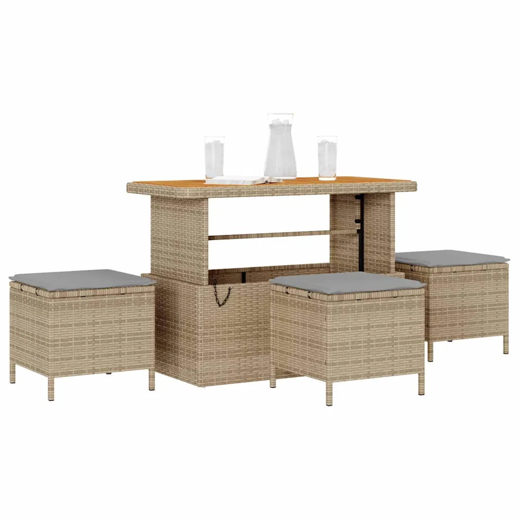 Set da Pranzo per Giardino Beige polyrattan 42007924