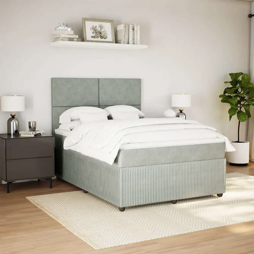 Giroletto a Molle con Materasso Grigio Chiaro 140x190cm Velluto 3292328