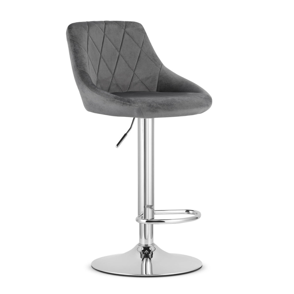Set di 2 sgabelli bar Kast in velluto grigio e acciaio cromato