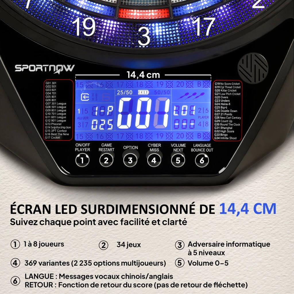 Gioco di Freccette Elettronico ¨C Minimal ¨C Nero, Schermo LED, Ricaricabile