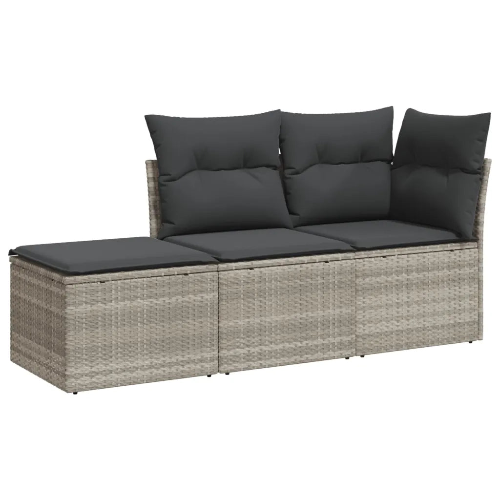 Set Divano da Giardino 3pz con Cuscini Grigio Chiaro Polyrattan 3217472