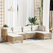 Set Divano da Giardino 6 pz con Cuscini Beige in Polyrattan 3261952