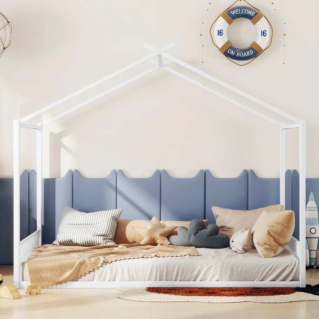letto imbottito metallo bianco 140 x 200 cm
